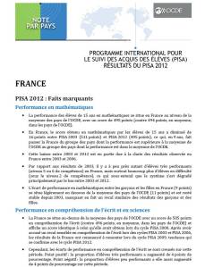 Couverture resume francais PISA2012