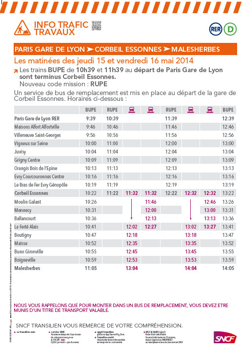 Affiche travaux SNCF mai 2014
