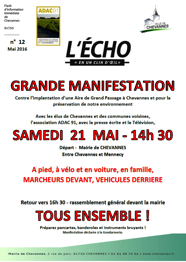 Affiche manif Chevannes 21052016