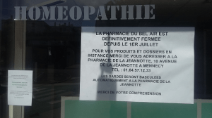 Pharmacie Bel Air fermee